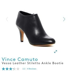 Vince Camuto Stilleto Ankle Bootie Black Leather